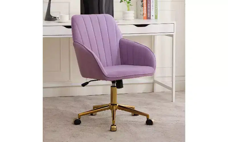 Sedia da Ufficio Ergonomica di Lusso TUYOHW, Sedia da Scrivania per Ufficio Domestico in Velluto con Base in Metallo Placcato Oro, Sedia Girevole Regolabile per Trucco