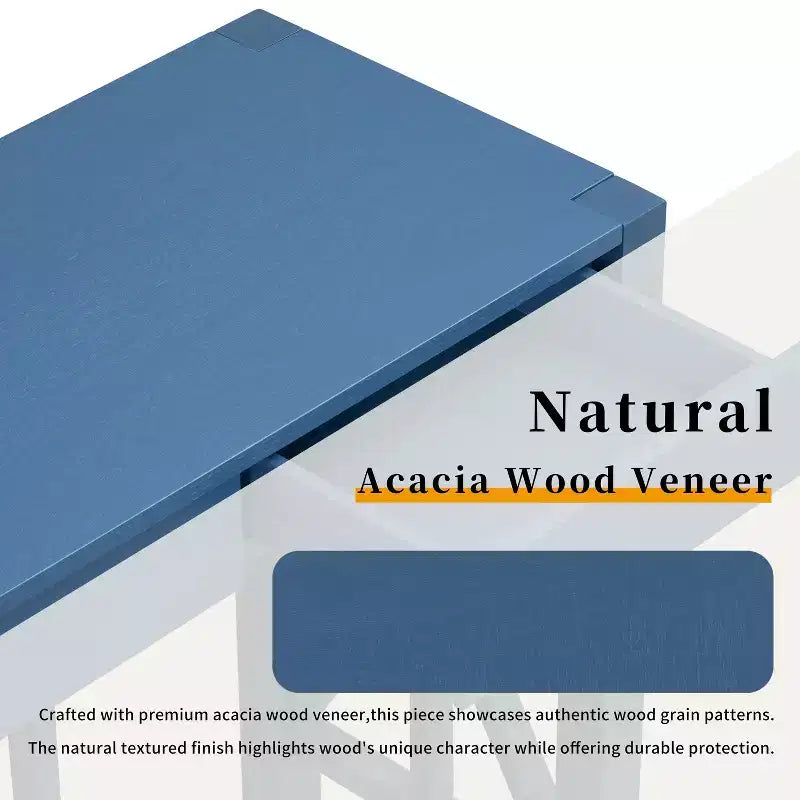 TUYOHW 60 Tavolo Consolle in Legno di Acacia con 4 Cassetti, Tavolo da Ingresso Stile Rustico con Gambe a X, Tavolino Stretto per Divano per Soggiorno, Cucina, Ingresso