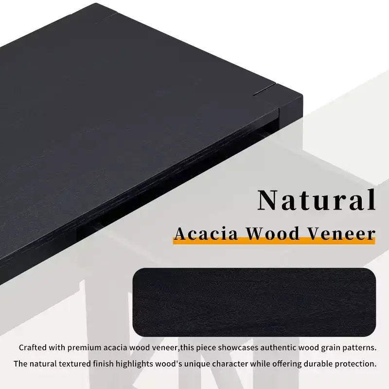 TUYOHW 60 Tavolo Consolle in Legno di Acacia con 4 Cassetti, Tavolo da Ingresso Stile Rustico con Gambe a X, Tavolino Stretto per Divano per Soggiorno, Cucina, Ingresso