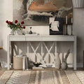 TUYOHW 60 Tavolo Consolle in Legno di Acacia con 4 Cassetti, Tavolo da Ingresso Stile Rustico con Gambe a X, Tavolino Stretto per Divano per Soggiorno, Cucina, Ingresso