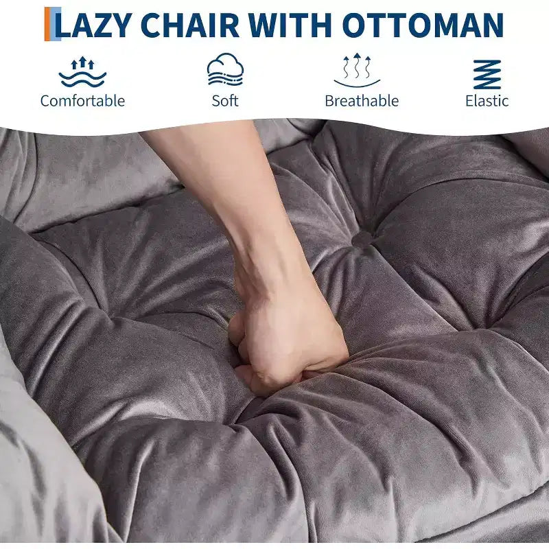 COZONY Sedia Sdraio con Poggiapiedi, Poltrona Accent Moderna con Ottomana, Tasca Laterale per Soggiorno Camera da Letto Dormitorio Ufficio