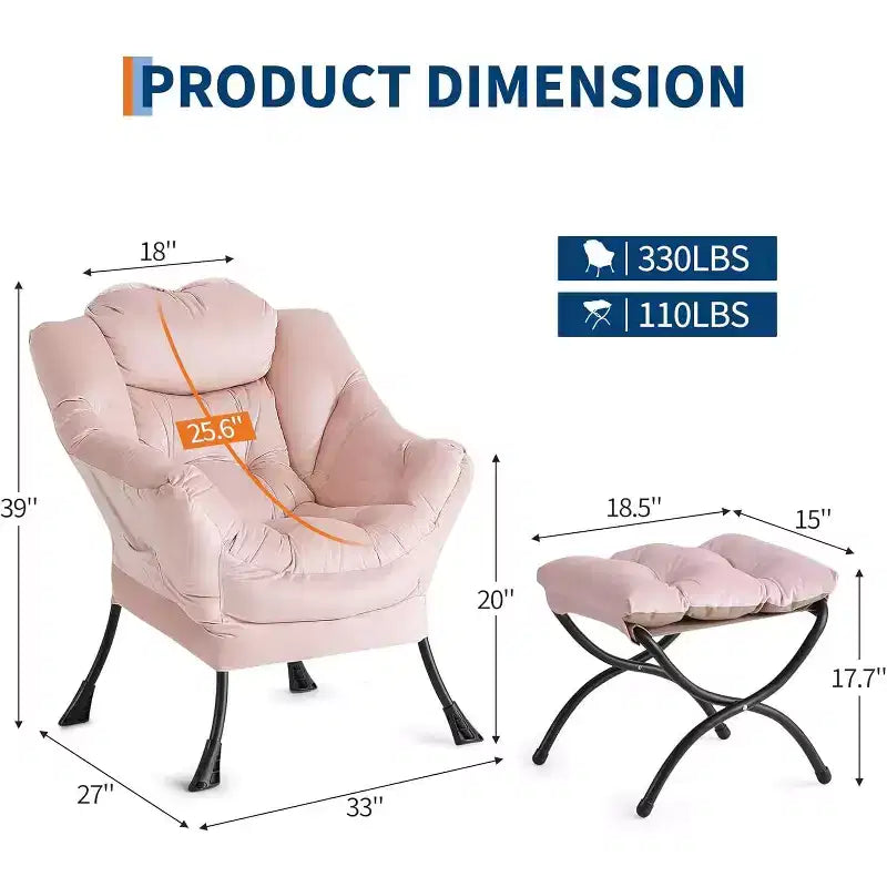 COZONY Sedia Sdraio con Poggiapiedi, Poltrona Accent Moderna con Ottomana, Tasca Laterale per Soggiorno Camera da Letto Dormitorio Ufficio