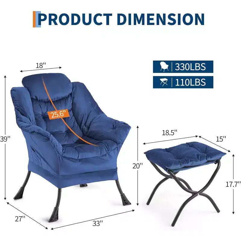 COZONY Sedia Sdraio con Poggiapiedi, Poltrona Accent Moderna con Ottomana, Tasca Laterale per Soggiorno Camera da Letto Dormitorio Ufficio