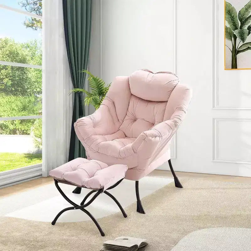 COZONY Sedia Sdraio con Poggiapiedi, Poltrona Accent Moderna con Ottomana, Tasca Laterale per Soggiorno Camera da Letto Dormitorio Ufficio