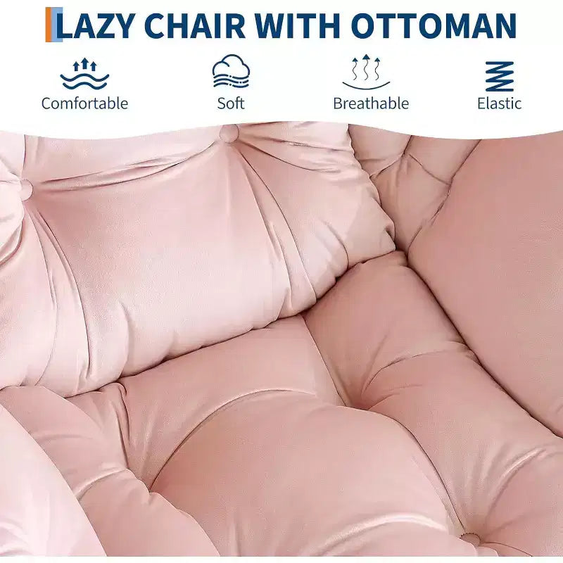 COZONY Sedia Sdraio con Poggiapiedi, Poltrona Accent Moderna con Ottomana, Tasca Laterale per Soggiorno Camera da Letto Dormitorio Ufficio