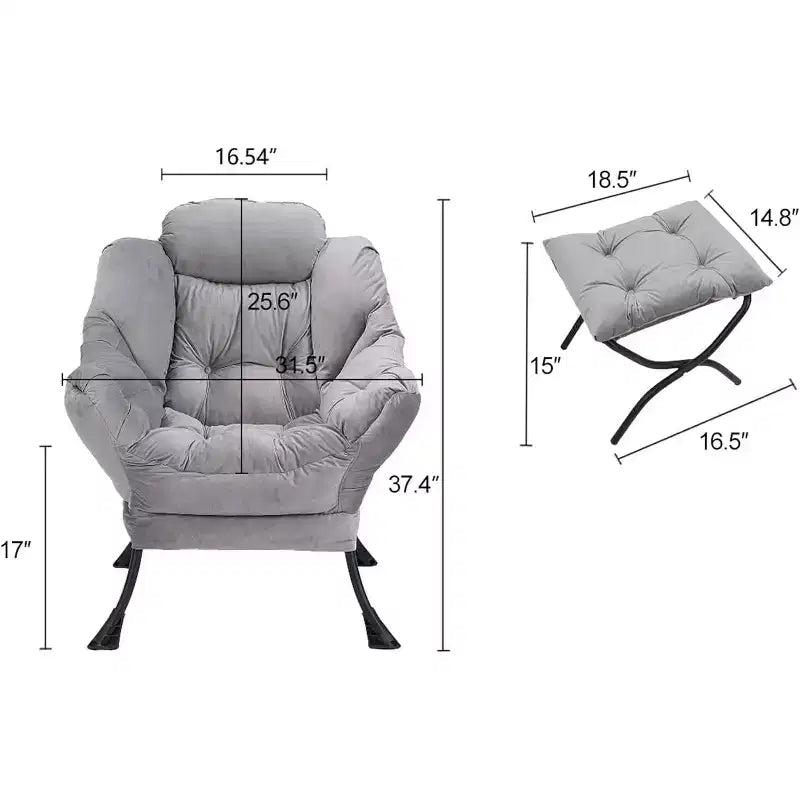 COZONY Sedia Sdraio con Poggiapiedi, Poltrona Accent Moderna con Ottomana, Tasca Laterale per Soggiorno Camera da Letto Dormitorio Ufficio