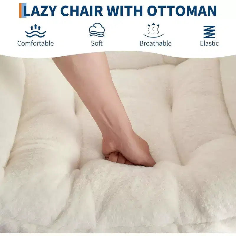 COZONY Sedia Sdraio con Poggiapiedi, Poltrona Accent Moderna con Ottomana, Tasca Laterale per Soggiorno Camera da Letto Dormitorio Ufficio