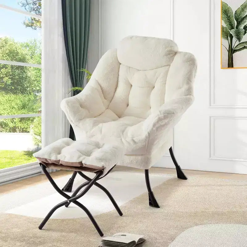 COZONY Sedia Sdraio con Poggiapiedi, Poltrona Accent Moderna con Ottomana, Tasca Laterale per Soggiorno Camera da Letto Dormitorio Ufficio