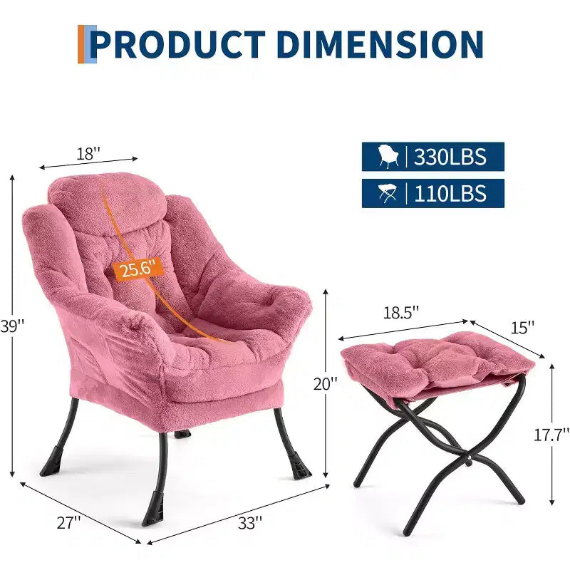 COZONY Sedia Sdraio con Poggiapiedi, Poltrona Accent Moderna con Ottomana, Tasca Laterale per Soggiorno Camera da Letto Dormitorio Ufficio