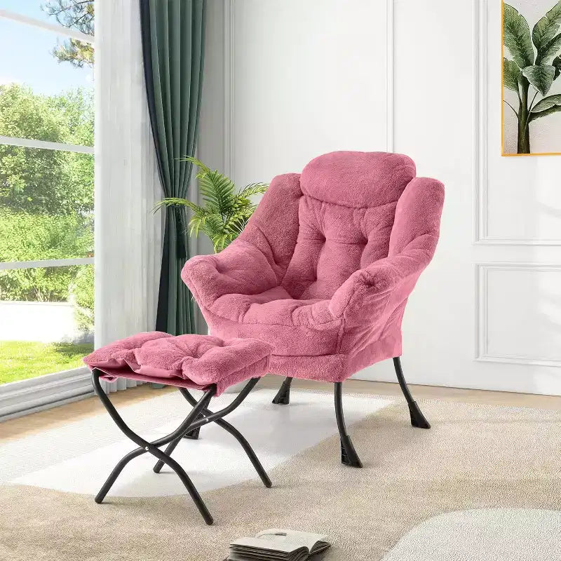 COZONY Sedia Sdraio con Poggiapiedi, Poltrona Accent Moderna con Ottomana, Tasca Laterale per Soggiorno Camera da Letto Dormitorio Ufficio