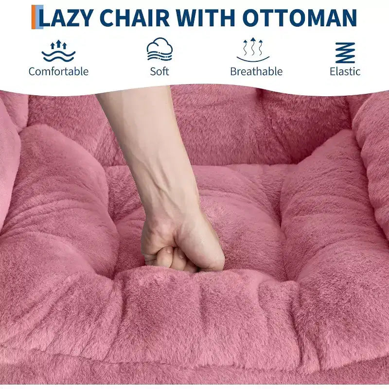 COZONY Sedia Sdraio con Poggiapiedi, Poltrona Accent Moderna con Ottomana, Tasca Laterale per Soggiorno Camera da Letto Dormitorio Ufficio