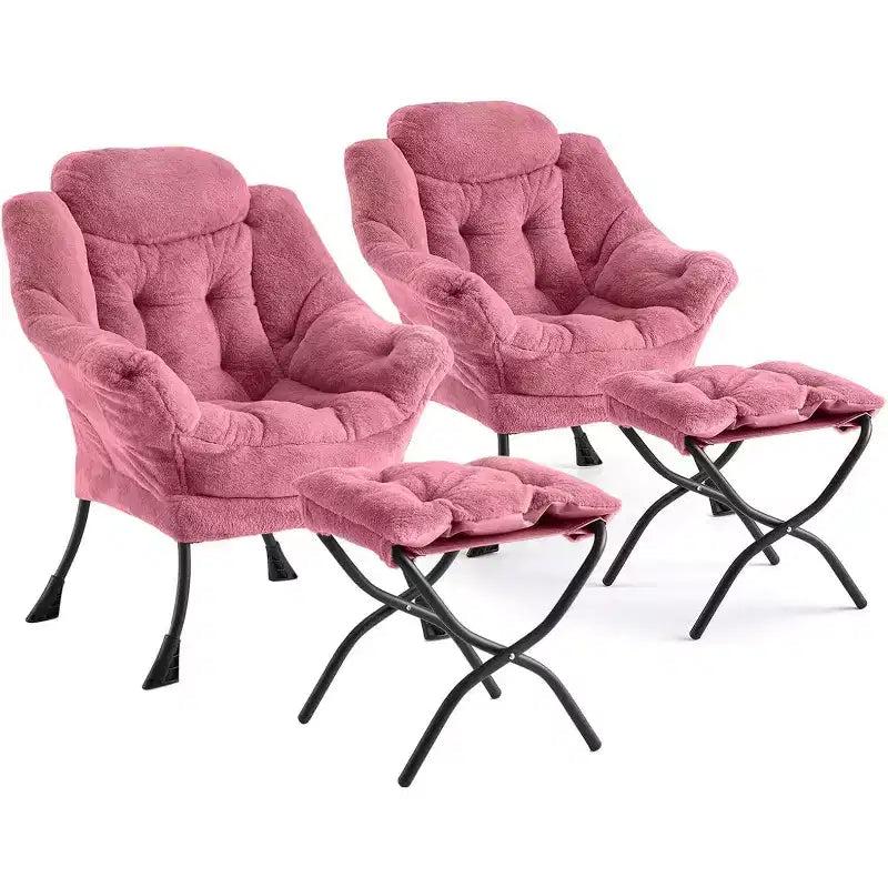 COZONY Sedia Sdraio con Poggiapiedi, Poltrona Accent Moderna con Ottomana, Tasca Laterale per Soggiorno Camera da Letto Dormitorio Ufficio