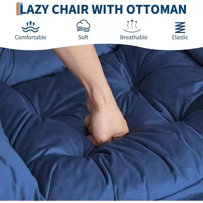 COZONY Sedia Sdraio con Poggiapiedi, Poltrona Accent Moderna con Ottomana, Tasca Laterale per Soggiorno Camera da Letto Dormitorio Ufficio