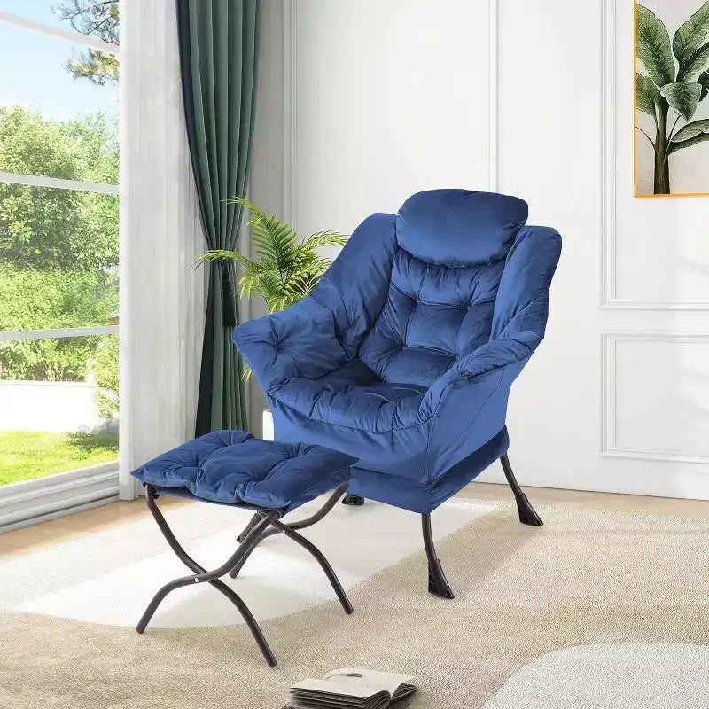 COZONY Sedia Sdraio con Poggiapiedi, Poltrona Accent Moderna con Ottomana, Tasca Laterale per Soggiorno Camera da Letto Dormitorio Ufficio