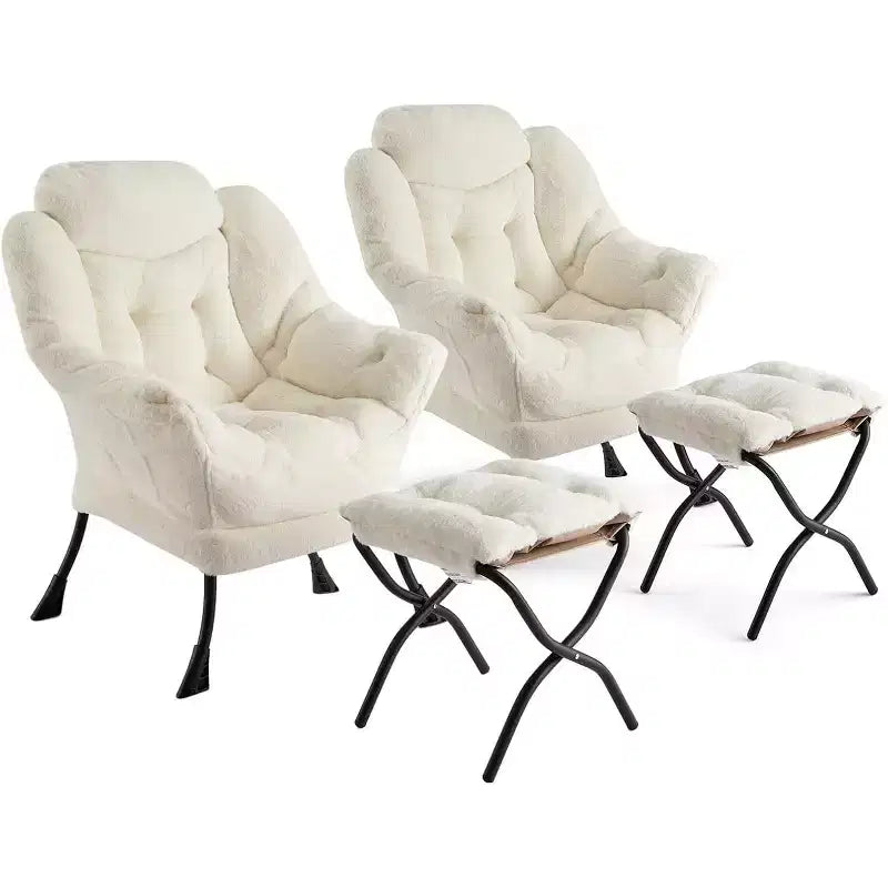 COZONY Sedia Sdraio con Poggiapiedi, Poltrona Accent Moderna con Ottomana, Tasca Laterale per Soggiorno Camera da Letto Dormitorio Ufficio
