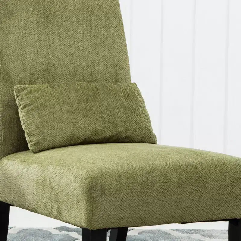 Poltrona moderna in ciniglia senza braccioli con cuscino, gambe in legno massello, sedia laterale con seduta profonda per soggiorno, camera da letto o ufficio - Panipeachy