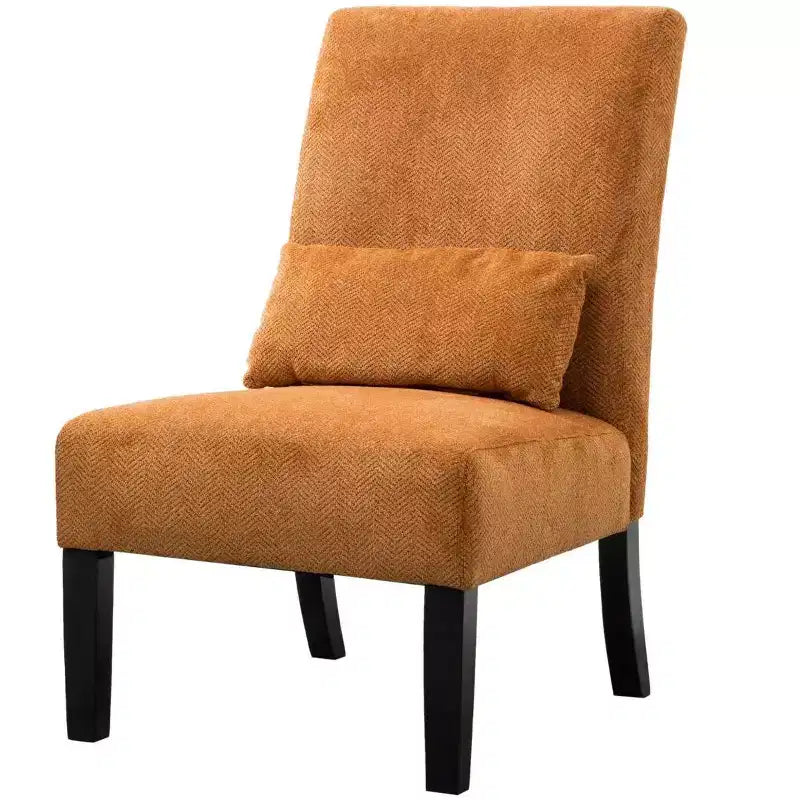 Poltrona moderna in ciniglia senza braccioli con cuscino, gambe in legno massello, sedia laterale con seduta profonda per soggiorno, camera da letto o ufficio - Panipeachy