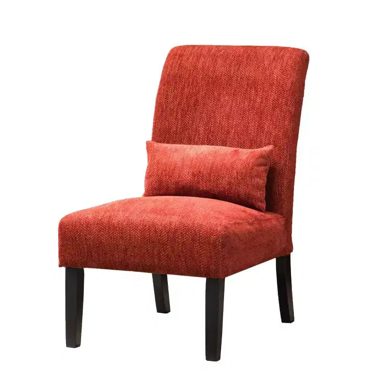 Poltrona moderna in ciniglia senza braccioli con cuscino, gambe in legno massello, sedia laterale con seduta profonda per soggiorno, camera da letto o ufficio - Panipeachy