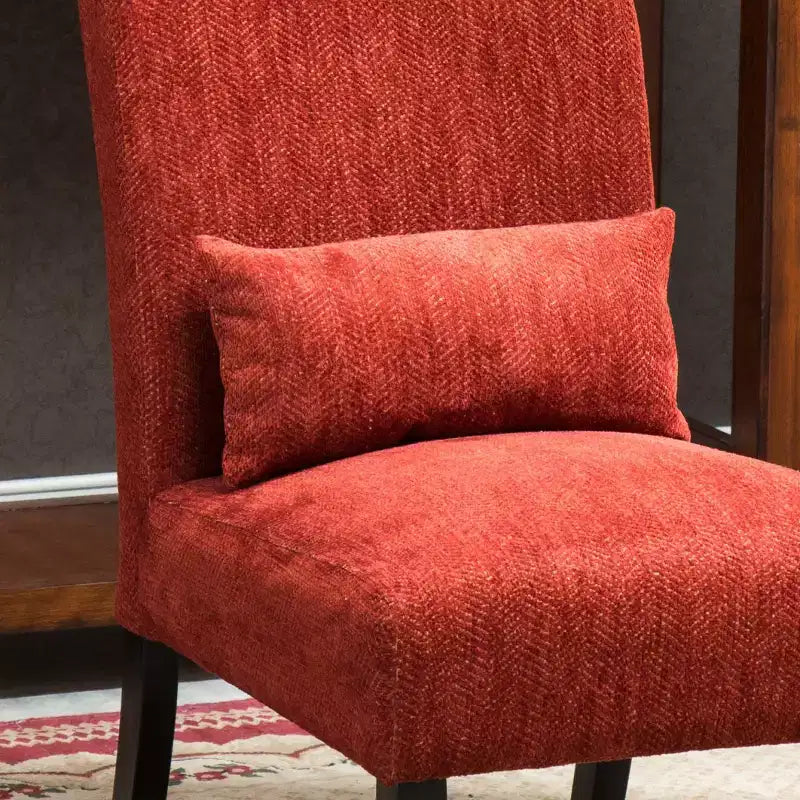 Poltrona moderna in ciniglia senza braccioli con cuscino, gambe in legno massello, sedia laterale con seduta profonda per soggiorno, camera da letto o ufficio - Panipeachy