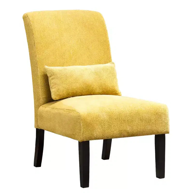 Poltrona moderna in ciniglia senza braccioli con cuscino, gambe in legno massello, sedia laterale con seduta profonda per soggiorno, camera da letto o ufficio - Panipeachy