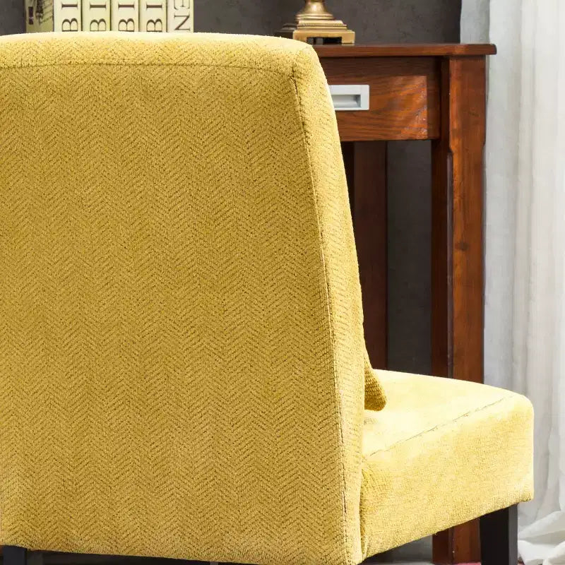 Poltrona moderna in ciniglia senza braccioli con cuscino, gambe in legno massello, sedia laterale con seduta profonda per soggiorno, camera da letto o ufficio - Panipeachy