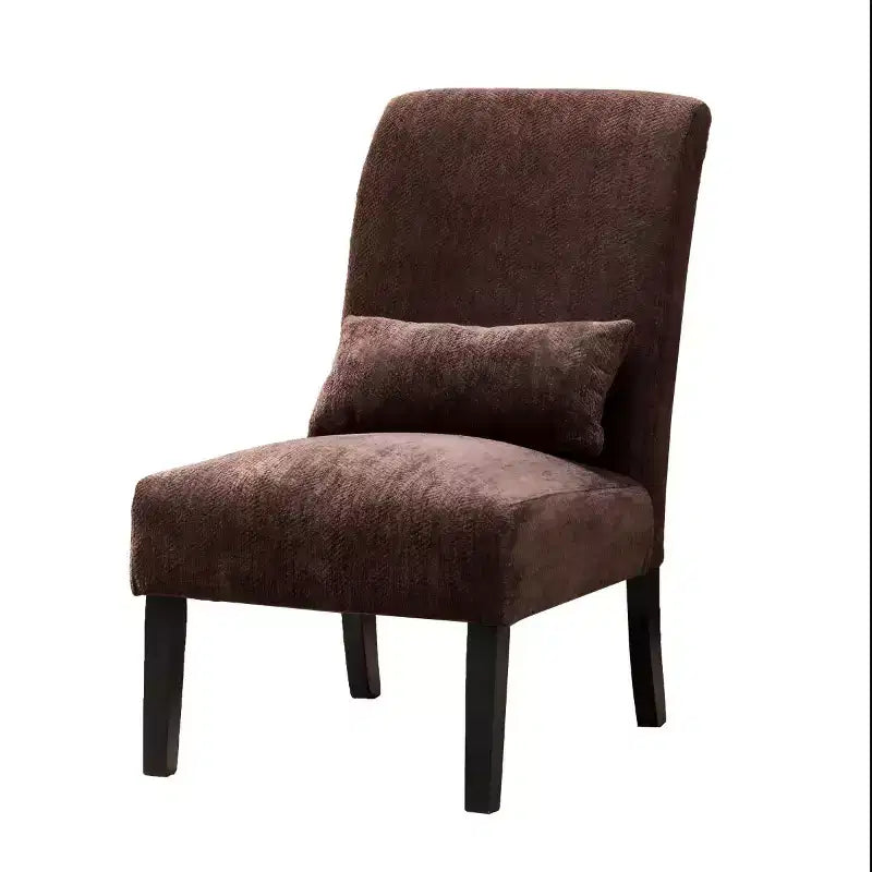 Poltrona moderna in ciniglia senza braccioli con cuscino, gambe in legno massello, sedia laterale con seduta profonda per soggiorno, camera da letto o ufficio - Panipeachy