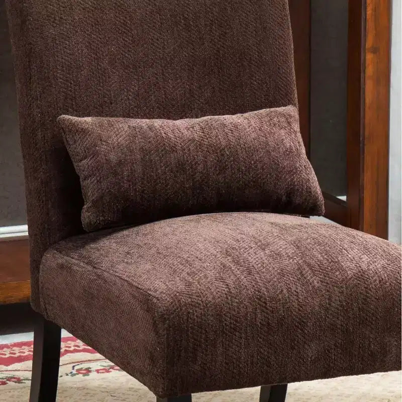 Poltrona moderna in ciniglia senza braccioli con cuscino, gambe in legno massello, sedia laterale con seduta profonda per soggiorno, camera da letto o ufficio - Panipeachy
