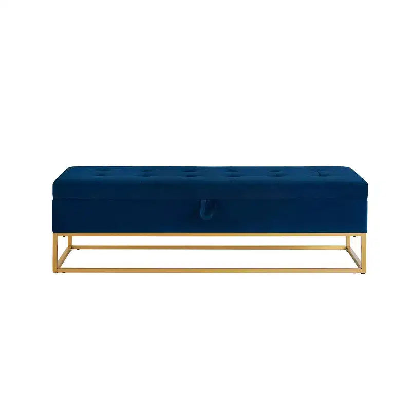 MAYEERTY Panca contenitore 58.6, Panca imbottita con base in metallo per camera da letto, soggiorno, corridoio, blu