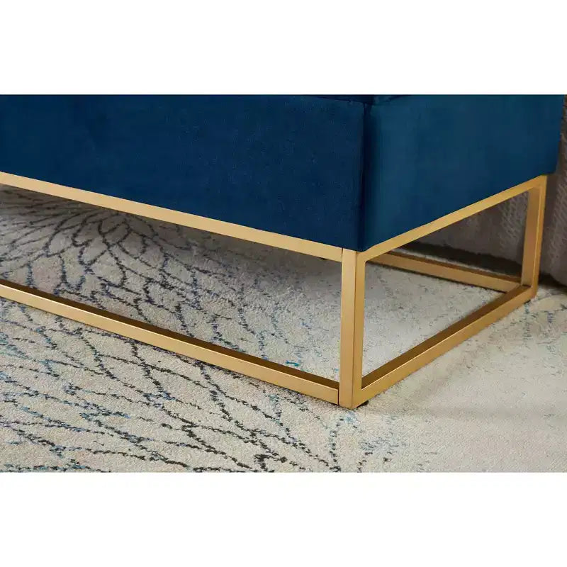 MAYEERTY Panca contenitore 58.6, Panca imbottita con base in metallo per camera da letto, soggiorno, corridoio, blu