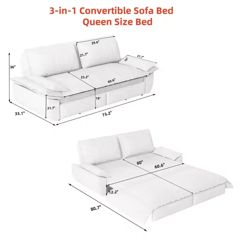 Divano letto a scomparsa 3 in 1 Whisen Queen in velluto, divano a due posti convertibile