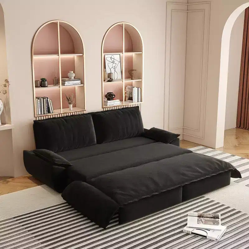 Divano letto a scomparsa 3 in 1 Whisen Queen in velluto, divano a due posti convertibile