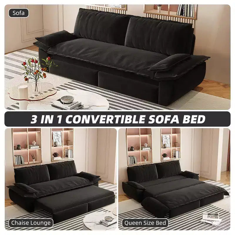 Divano letto a scomparsa 3 in 1 Whisen Queen in velluto, divano a due posti convertibile