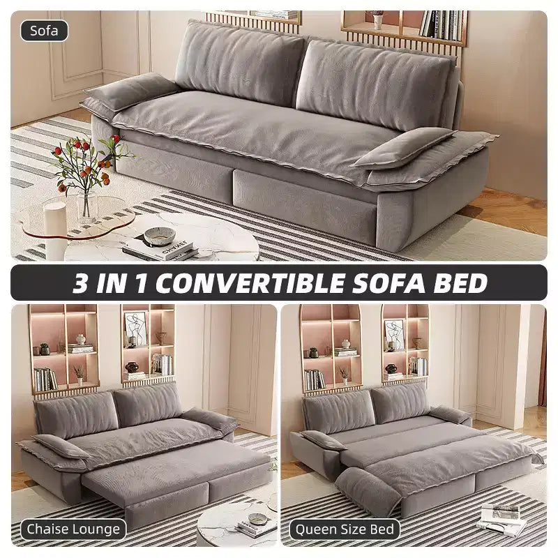 Divano letto a scomparsa 3 in 1 Whisen Queen in velluto, divano a due posti convertibile