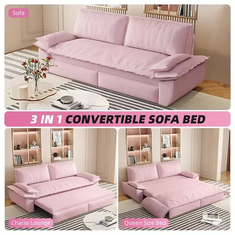 Divano letto a scomparsa 3 in 1 Whisen Queen in velluto, divano a due posti convertibile