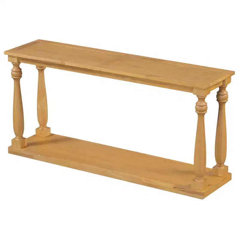 Consolle vintage effetto legno, gambe a vaso, ripiano inferiore, per ingresso, corridoio, soggiorno, camera da letto