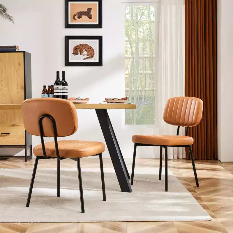 Okak Sedie da Pranzo Mid Century, Set di 2 Sedie Imbottite con Superficie in Similpelle, Sedie da Cucina per Soggiorno