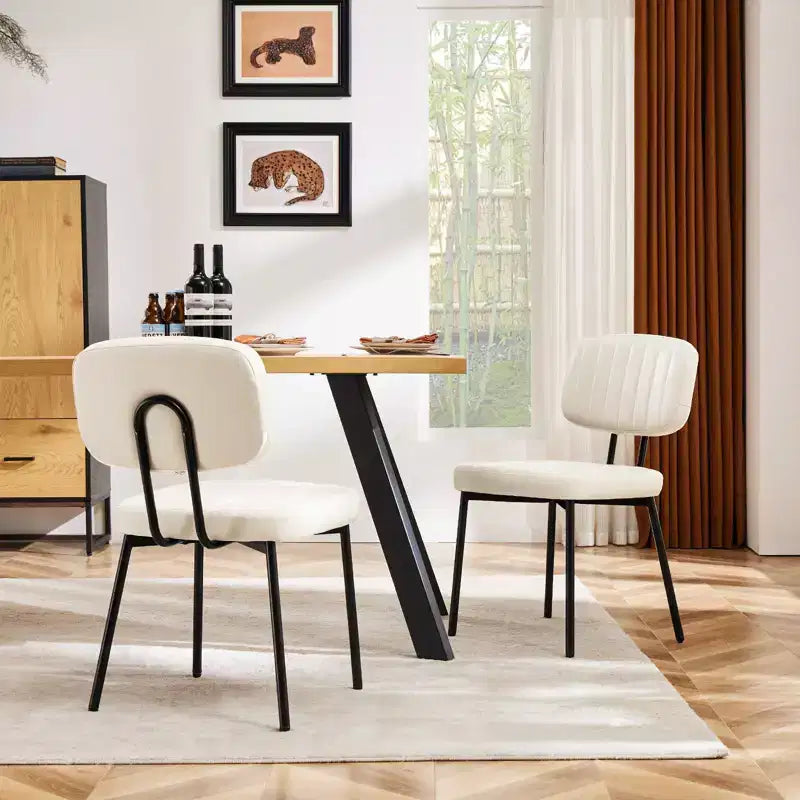 Okak Sedie da Pranzo Mid Century, Set di 2 Sedie Imbottite con Superficie in Similpelle, Sedie da Cucina per Soggiorno