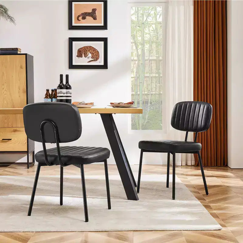 Okak Sedie da Pranzo Mid Century, Set di 2 Sedie Imbottite con Superficie in Similpelle, Sedie da Cucina per Soggiorno