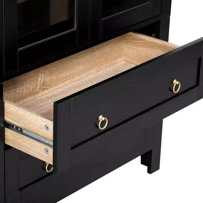 sumyeg Credenza da cucina alta 71" ad arco con ante in vetro, ripiani regolabili e 2 grandi cassetti