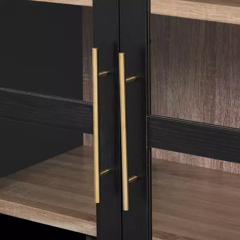 sumyeg Credenza da cucina alta 71" ad arco con ante in vetro, ripiani regolabili e 2 grandi cassetti