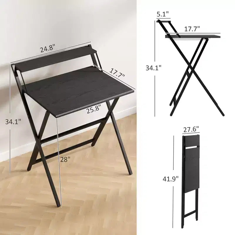 TUYOHW Scrivania Pieghevole da Studio, Scrivania Pieghevole per Computer con Ripiano per Monitor, Struttura in Acciaio a X, Scrivania per Ufficio Domestico, Studio, Piccoli Spazi