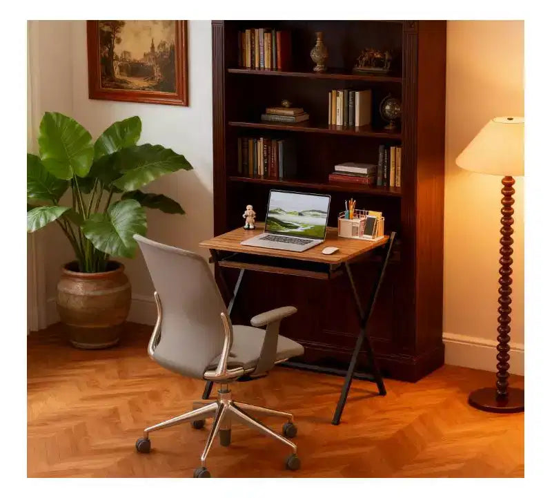 TUYOHW Scrivania Pieghevole da Studio, Scrivania Pieghevole per Computer con Ripiano per Monitor, Struttura in Acciaio a X, Scrivania per Ufficio Domestico, Studio, Piccoli Spazi