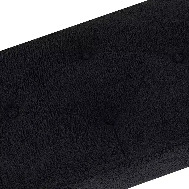 Panca imbottita in finto shearling "Tufted" di Furniliving con bottoni e gambe in metallo per camera da letto/ingresso/corridoio