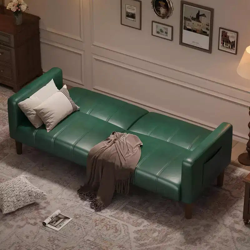 Acekool Divano Letto Futon 75 pollici, Divano Convertibile in Ecopelle, Divanetto Moderno Metà Secolo per Piccoli Spazi, Soggiorno, Camera da Letto, Verde