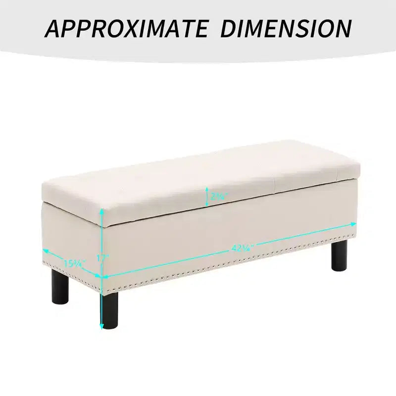 Panca Contenitore Rettangolare ad Alta Capacità Furniliving con Rivestimento in Lino Capitonnè e Bottoni per Camera da Letto/Ingresso/Corridoio