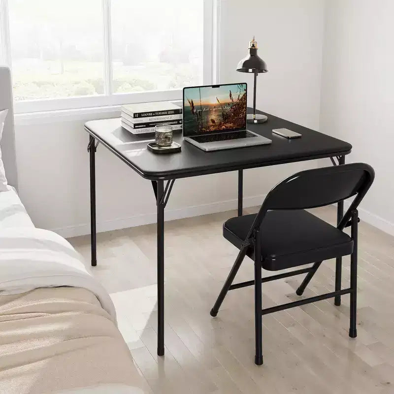 Tavolo da gioco quadrato portatile da 34" pieghevole con gambe collassabili e piano imbottito in PU, per casa, feste, picnic (solo tavolo)