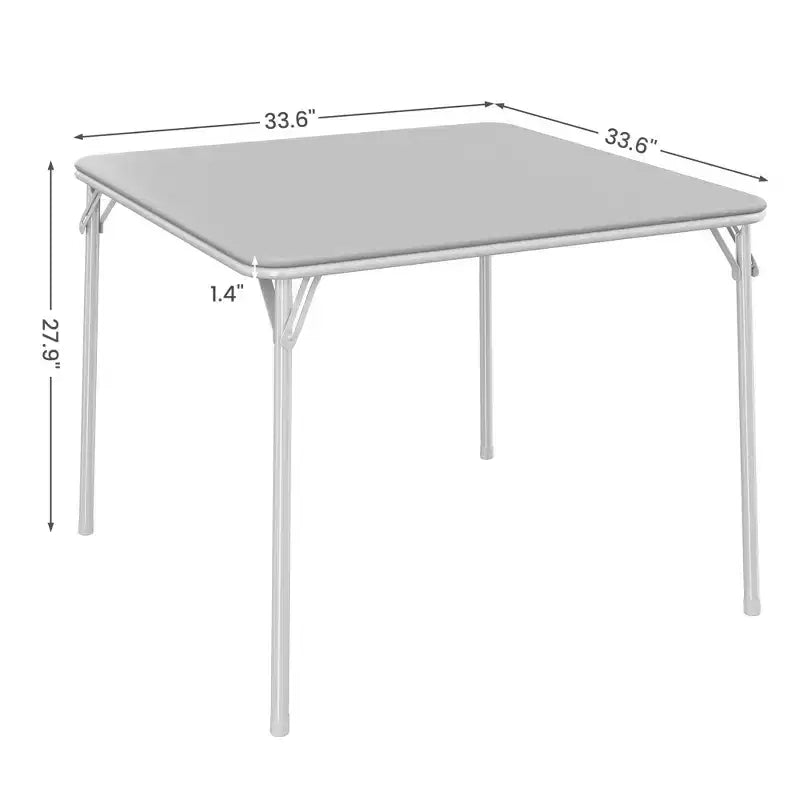 Tavolo da gioco quadrato portatile da 34" pieghevole con gambe collassabili e piano imbottito in PU, per casa, feste, picnic (solo tavolo)