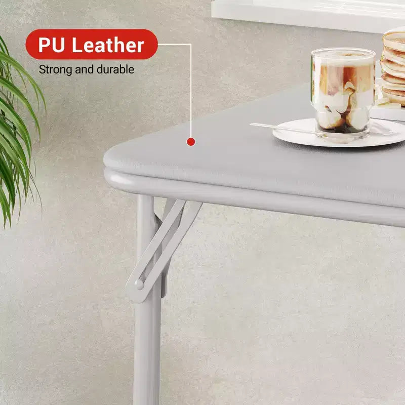 Tavolo da gioco quadrato portatile da 34" pieghevole con gambe collassabili e piano imbottito in PU, per casa, feste, picnic (solo tavolo)