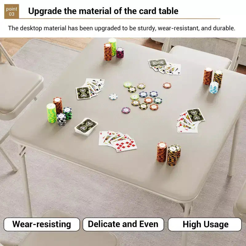 Tavolo da gioco quadrato portatile da 34" pieghevole con gambe collassabili e piano imbottito in PU, per casa, feste, picnic (solo tavolo)