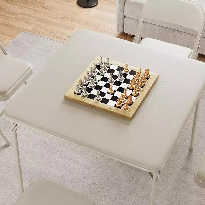 Tavolo da gioco quadrato portatile da 34" pieghevole con gambe collassabili e piano imbottito in PU, per casa, feste, picnic (solo tavolo)